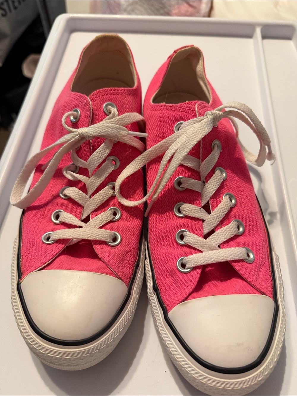 Converse Low-Top Canvas Sneakers - Hot Pink with White Accents